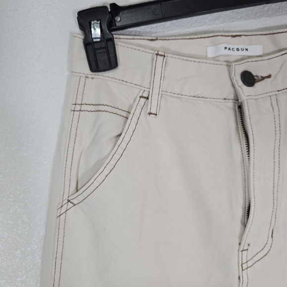 NWT Pacsun Size 26 Wide Leg Carpenter Pants Jeans Utility Loose High Waist‎ Bone - Picture 4 of 11